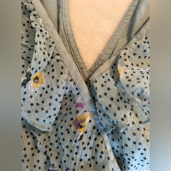 Abercrombie & Fitch Blue Low Cut Floral Blouse - Picture 4 of 5